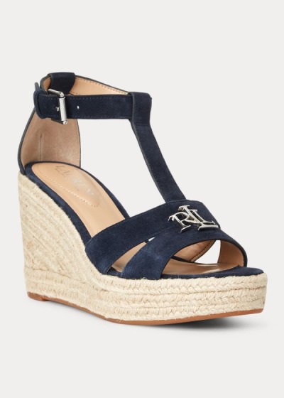 Sandalias Ralph Lauren Mujer Azul Marino - Hale Suede - KFNJX8710